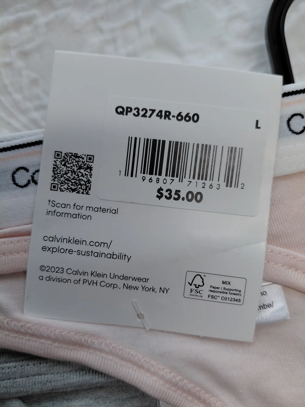 Calvin Klein Pink, Gray & Light Pink Cotton Thong 3 Set Sz L